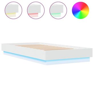 Berkfield Home Bed Frame Frame with LED Lights White 75x190 cm Small Single