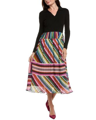 Elie Tahari The Mave Mixed Media Venus Midi Dress