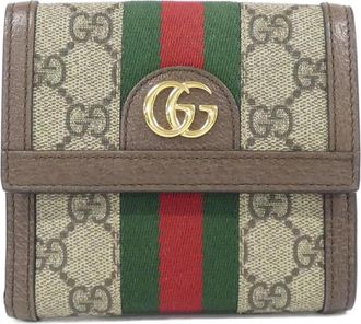 Gucci Ophidia Beige Brown Gg Supreme Canvas Wallet (Bi-Fold) (Pre-Owned)