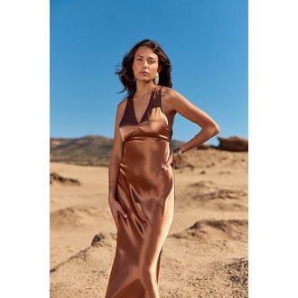 La petite &eacute;toile Lange, mouwloze jurk in satijn, ROSILY