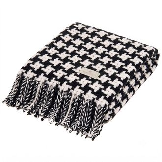 Biancoperla PIED DE POULE Plaid, Negro