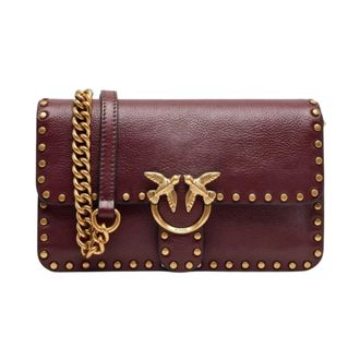 Pinko Pinko - Love One Slouchy MN Studs - Dames - Tassen - Rood - Maat: ONE Size Leer
