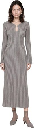 Kocca Kleedjes, Dames, Grijs, XS, Ribbed Knit Midi Dress
