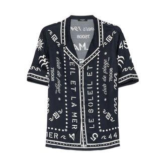 Balmain Short Sleeve Shirts, male, Blue, Size: M Balmain Shirts