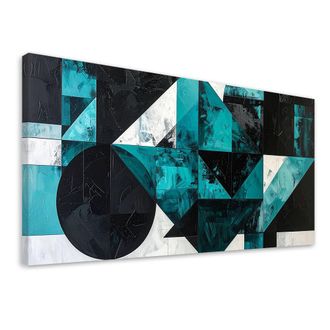 Feeby Cuadro En Lienzo, Abstracci&oacute;n Geom&eacute;trica Turquesa, 120x60