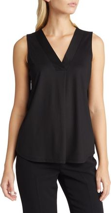 Anne Klein Harmony Pleat Neck Shell in Anne Black at Nordstrom, Size X-Large