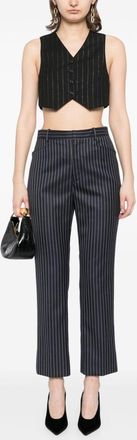 Tom Ford Womens Wool Striped Trousers - Black - Size EU 38 (Womens)