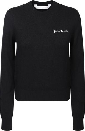 Palm Angels Trui van wolmix - Dames - Ronde hals truien - Zwart - M - Wol - Truien & Vesten