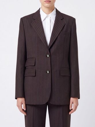 Elisabetta Franchi Blazer monopetto in misto lana con motivo gessato