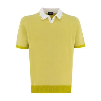 Drumohr Polo Shirts, male, Yellow, 2XL, Contrast Collar Polo Shirt Regular Fit