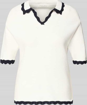 Christian Berg Strickshirt mit Polokragen und V-Ausschnitt in Offwhite, Gr&ouml;&szlig;e XXL