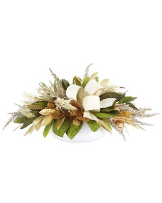 Creative Displays Inc. Handcrafted Holiday Floral Arranged With Magnolia Leaves, Ornaments & Bows