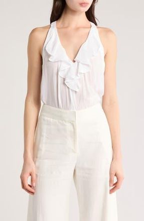 Ramy Brook Nellie Ruffle Sleeveless Top in Ivory at Nordstrom Rack, Size Large