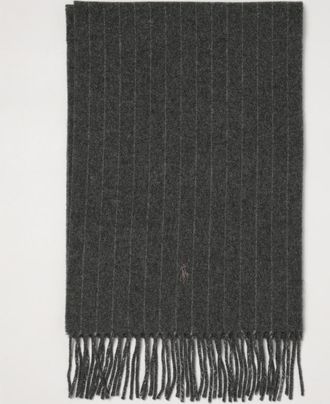 Polo Ralph Lauren Striped Wool and Cashmere Scarf with Pony Logo