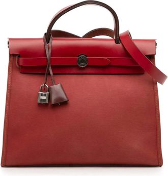 Herm&egrave;s Borsa a tracolla Herbag Retourne Verso 31 in tela con zip 2020 - Rosso