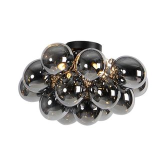 QAZQA Qazqa - Smart Ceiling Lamp Black with Smoke Glass Incl. 4 Wifi G9 - Uvas