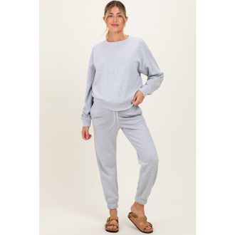 Pinkblush Fleece Long Sleeve Pullover & Jogger Set in Grey at Nordstrom, Size X-Large