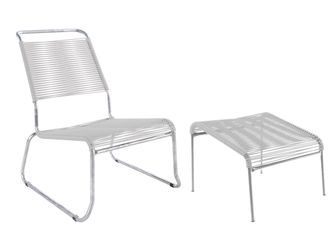 Schubiger M&ouml;bel Spaghetti-Kufen-Lounger-Hochlehner + Hocker S&auml;ntis