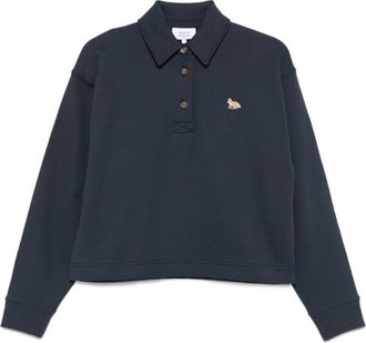Maison Kitsuné Blue Polo Collar Logo Sweatshirt