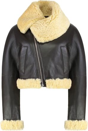 Jacquemus Aviatore Jacket - Dames - Leren en Su&egrave;de Jassen - Bruin - XS - Leer - Jassen