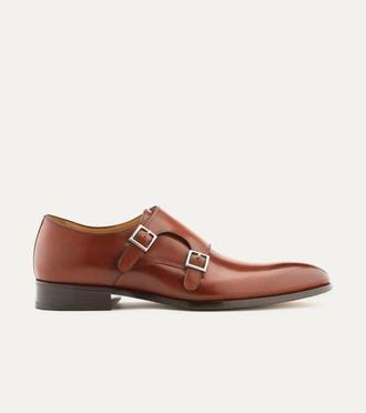Ace Marks Kurt Plain Toe Monkstrap in Brandy Antique at Nordstrom, Size 10.5