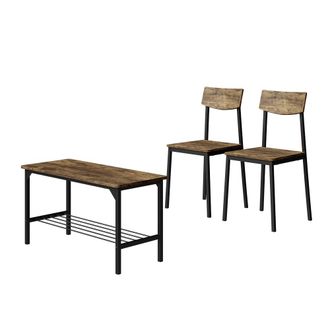 Vicco Banco Y Silla Fyrk, Negro/roble R&uacute;stico, 85 X 46 Cm 3 Partes