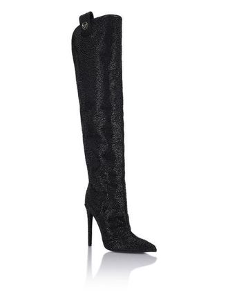 Philipp Plein High-Heel High Boots Mixed Strass Hexagon Women in Black at Nordstrom, Size 39