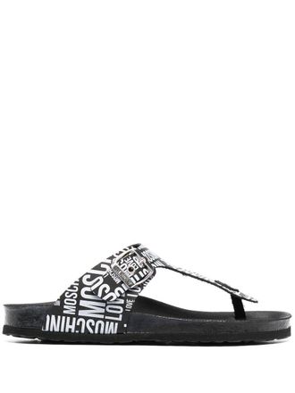 Love Moschino Sandalen met logoprint - Zwart