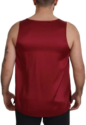 Dolce & Gabbana Red Round Neck Sleeveless Silk Mens T-shirt