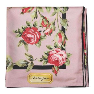 Dolce & Gabbana Silky Scarves, female, Multicolor, Size: ONE SIZE Rose Bouquet-Print Silk Twill Scarf