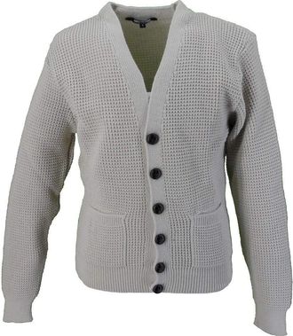 Relco Mens Waffle Knit V Neck Long Sleeved Cardigan (Size XX Large, Stone)