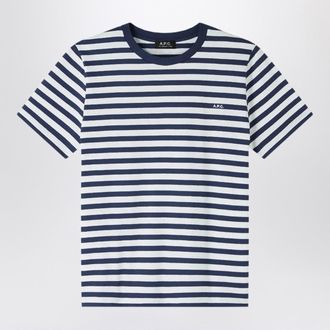 A.P.C. Striped Blue And White Crew Neck T Shirt