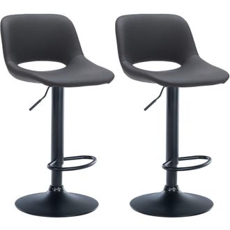 Clp Clp - Set De 2 Taburetes De Bar Camden En Polipiel Negro Metal Negro Mate