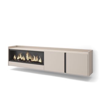 Skraut Home Skraut Home - Mueble Tv, Televisi&oacute;n, Muebles De Sal&oacute;n, Almacenaje, 212x35x50cm, Para Tv Hasta 80, Chimenea El&eacute;ctrica Xxl, Colgado, Suspendido, Estilo 