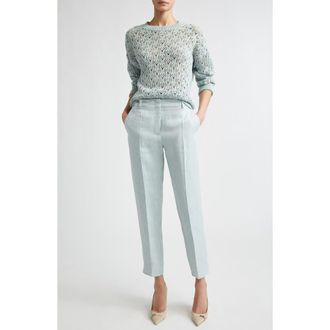 Eleventy Sequin Crochet Crewneck Sweater in Jade at Nordstrom, Size X-Small