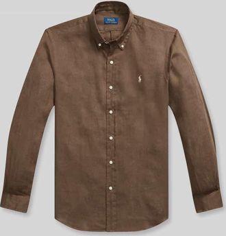 Polo Ralph Lauren Regular Fit Freizeithemd aus reinem Leinen in Dunkelbraun, Gr&ouml;&szlig;e XXL