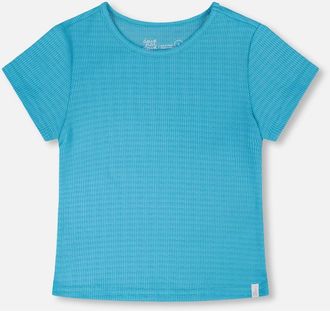 Deux par Deux Relaxed Straight Fit Crinkle Jersey Short Sleeve T-Shirt in Blue at Nordstrom, Size 18M