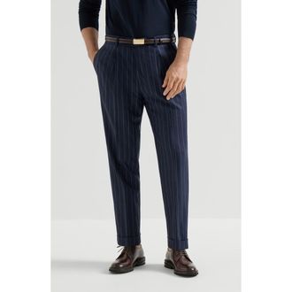Brunello Cucinelli Virgin wool trousers in Blue at Nordstrom, Size 50 It