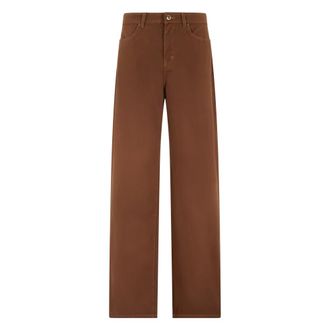 Max Mara Straight Trousers, female, Brown, Size: 2XS Straight Leg Pants in Cotton