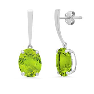 MAX + STONE 14k Yellow or White Gold 10x8mm Oval Cut Gemstone Drop Dangle Earrings