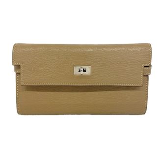 Herm&egrave;s Etoupe Gray Chevre Myzore Leather Long Wallet (Bi-Fold) (Pre-Owned)