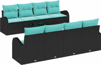 vidaXL Juego De Sof&aacute; 9 Uds. 8-n&uacute;mero De Plazas Negro Y Turquesa Vidaxl