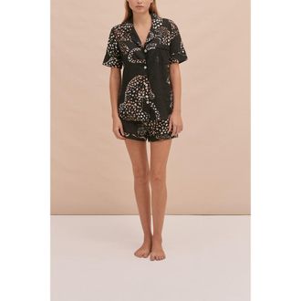 Desmond & Dempsey Short Sleeve Pajama Set in Jag Navy at Nordstrom, Size X-Small Uk