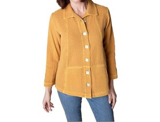 Habitat Sunwashed Jacquard Button Front Tunic In Honey