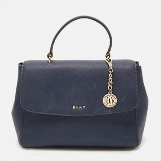 DKNY Dkny Blue Saffiano Leather Top Handle Bag