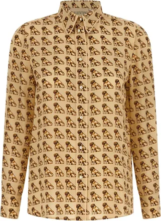 Valentino Garavani Beige Silk Womens Blouse