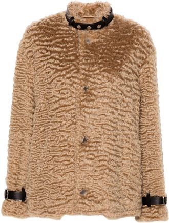 Jil Sander fur jacket - women - Cotton/Mohair/Viscose/Calf Leather/Elastane - 36 - Brown