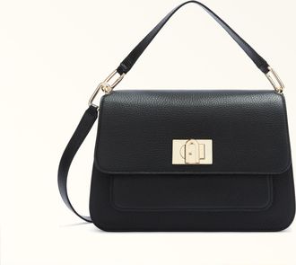 Furla Ella Borsa A Mano M Nero Nero Pelle Di Vitello Granata Donna