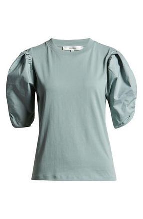 Frame Denim Ruched Sleeve Organic Cotton T-Shirt in Sage at Nordstrom Rack, Size X-Small
