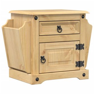 vidaXL Vidaxl - Mesita De Noche Corona Madera Maciza De Pino 45x35x47,5 Cm